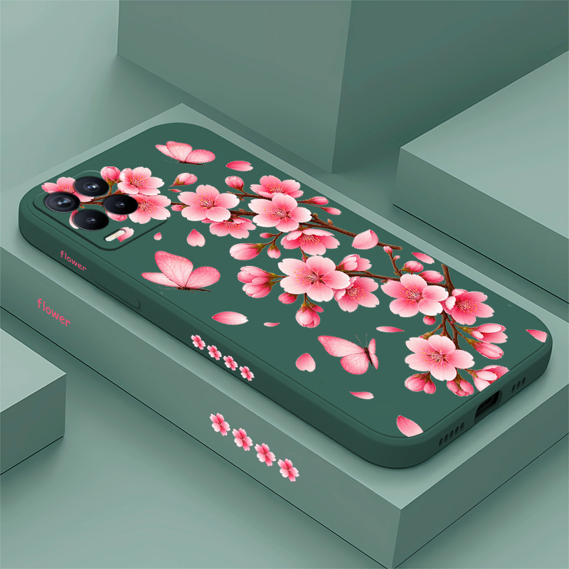 Realme Note 50 - Casing Telepon Motif Bunga Merah Muda
