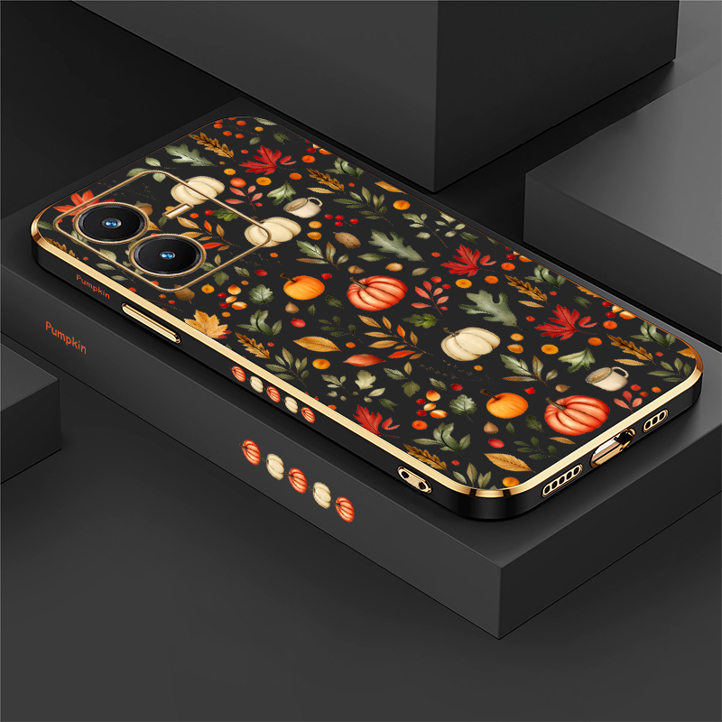 Vivo V40 - Casing Labu Motif Daun Musim Gugur